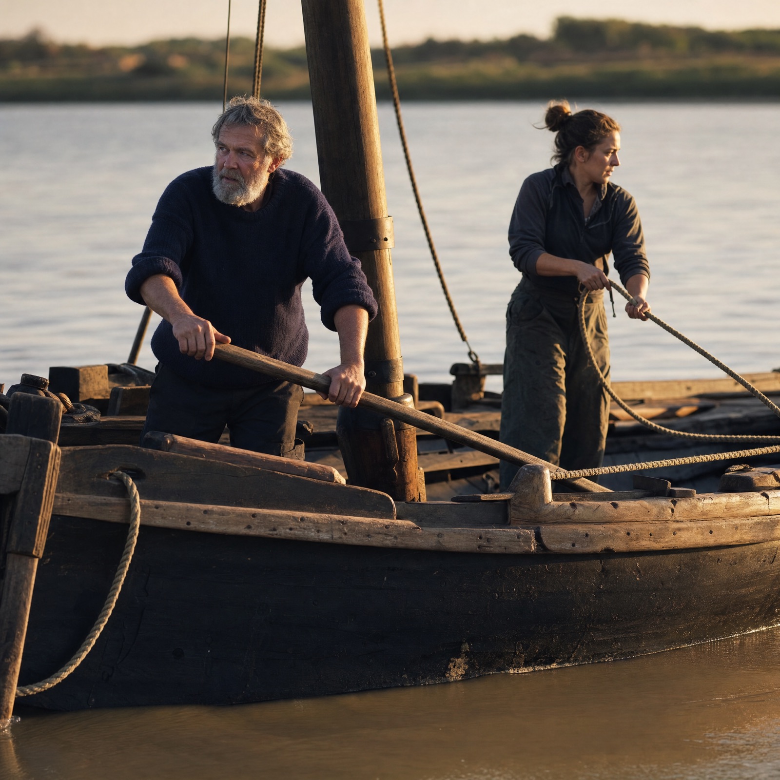 Un ancien du port raconte son histoire sur les quais de Floirac, Garonne en arrière-plan